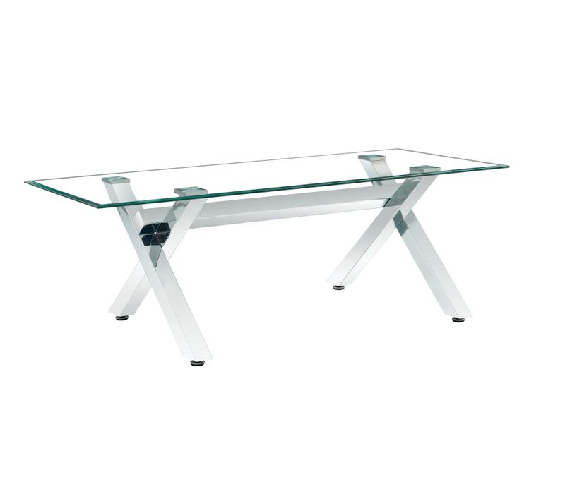 Table Basse Ixe Chrome et Verre Transparent 120x60x45 Cm - Transparent