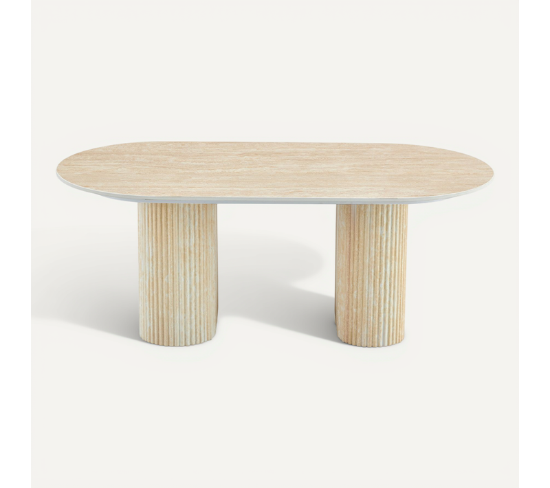 Table Basse Céramique Effet Travertin 120x60 Cm