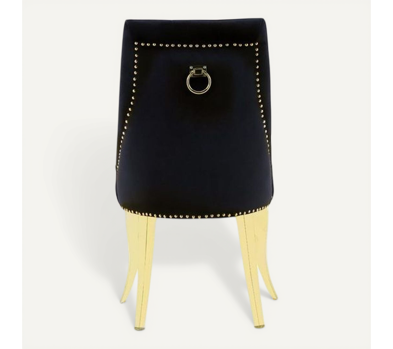 Lot De 2 Chaises Anneau Capitonnées Et Cloutées Gold Velours - Noir