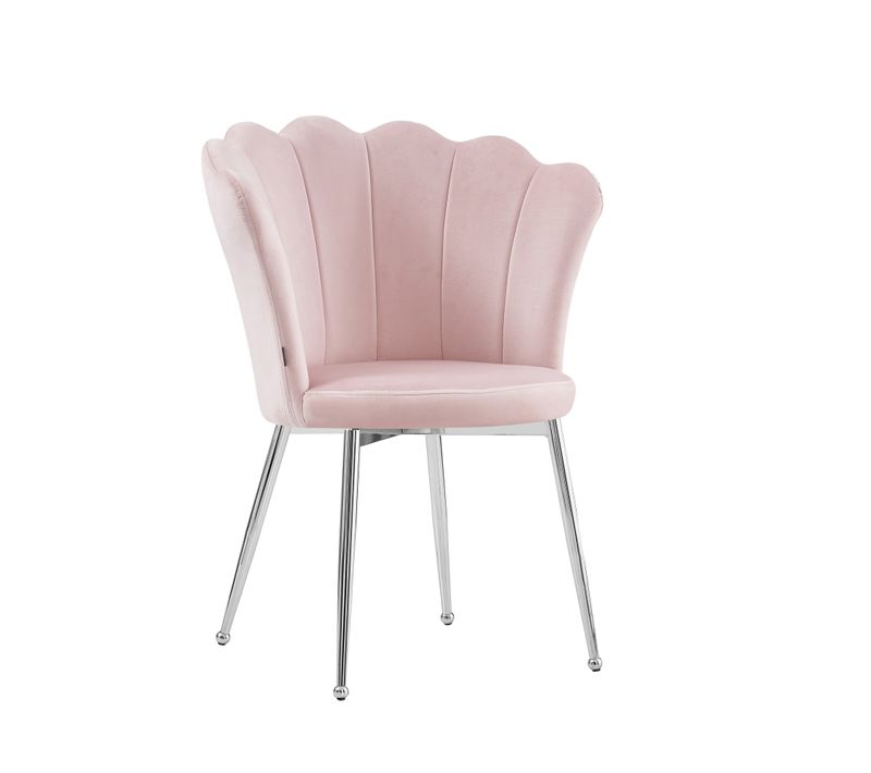 Lot De 2 Chaises Nymphea Pieds Chrome Assise Velours Rose
