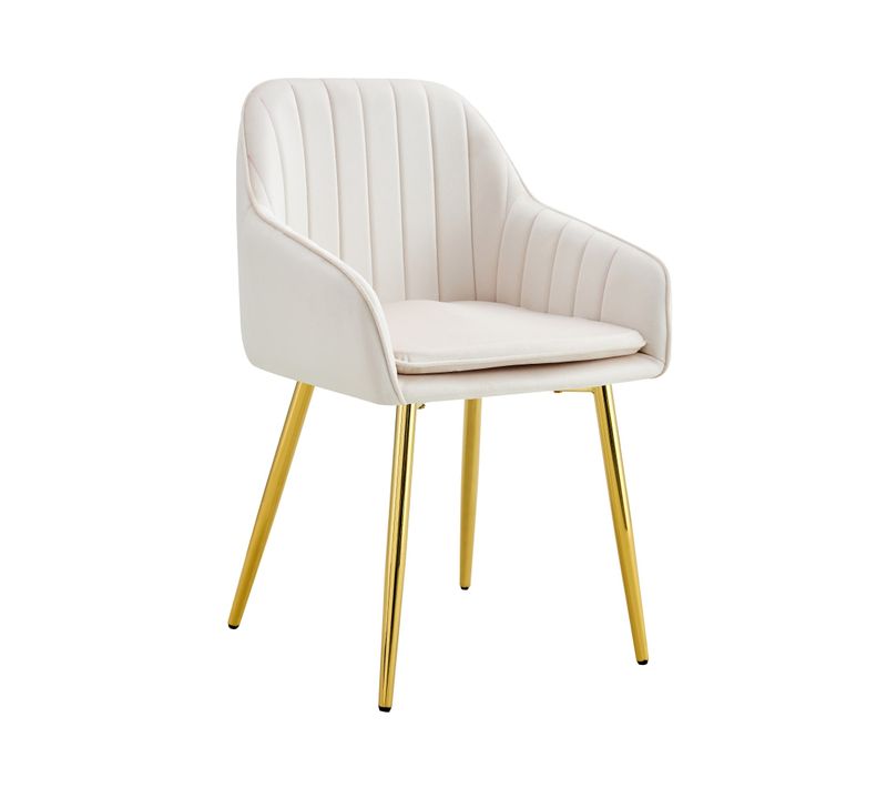 Lot De 2 Chaises Salle à Manger Pied Gold Velours Beige - Pams