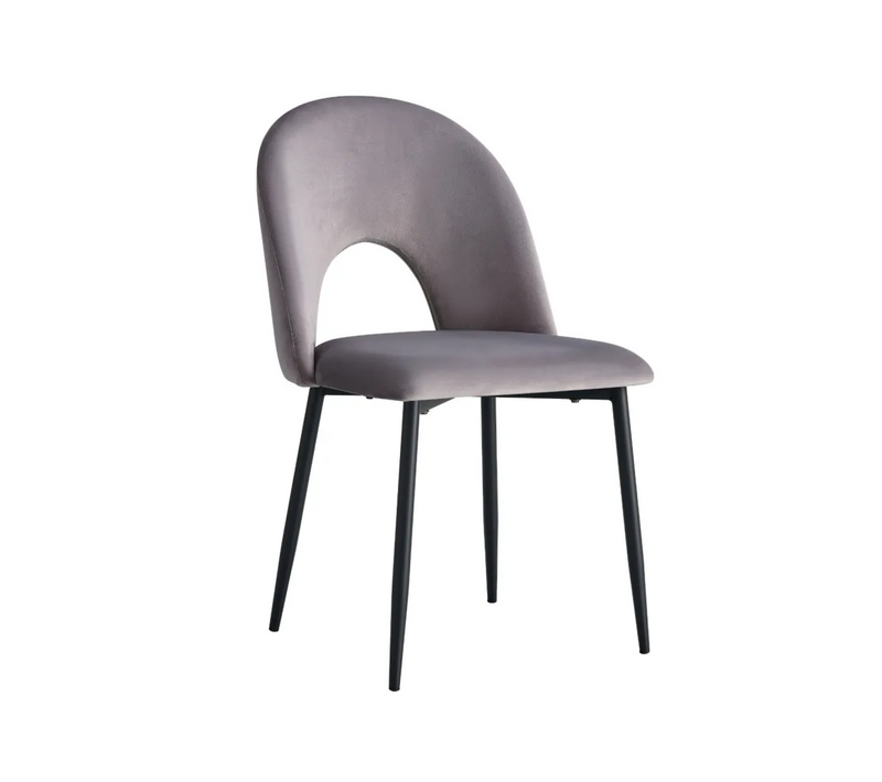 Lot De 4 Chaises Teddy Métal Noir Velours - Anthracite