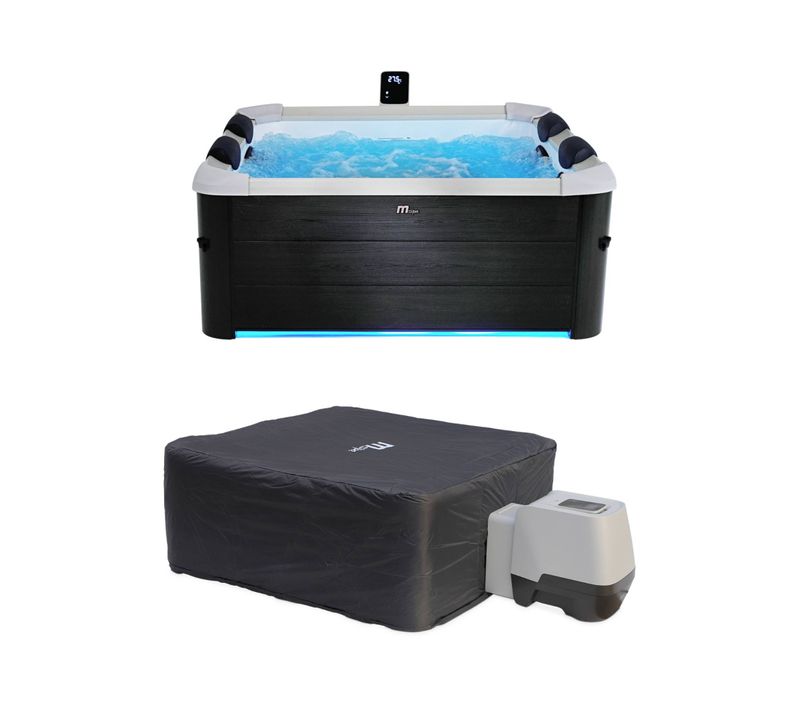 Spa Rigide Oslo Mspa 6 Personnes Gris. 4 Coussins. Bâche Incluse + Housse Thermique. Hydromassages
