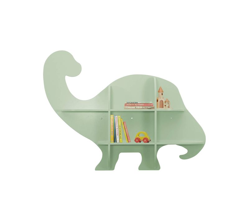 Etagère Murale Dinosaure 5 Espaces De Rangement Vert - L 108 X P 16.5 X H 78.5 Cm - Brachi