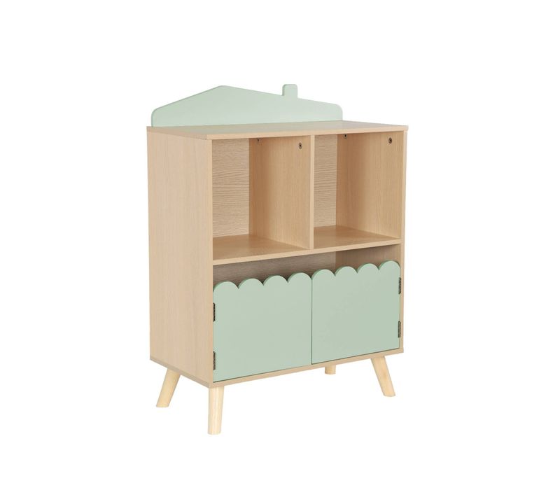 Bibliothèque Enfant 2 Étagères 2 Portes. Vert