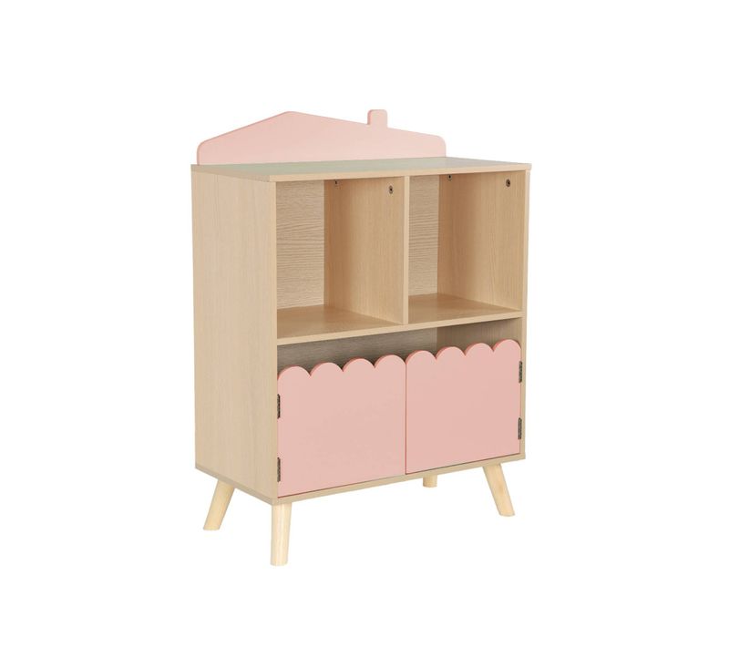 Bibliothèque Enfant 2 étagères 2 Portes. Rose