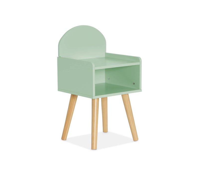 Table De Chevet Chambre Enfant. Vert. Pieds En Pin