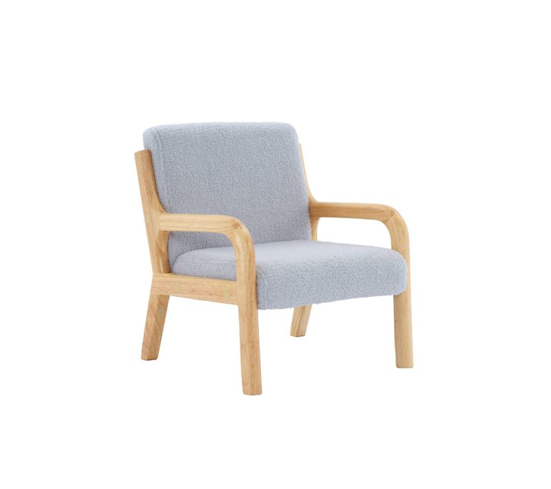 Fauteuil Scandinave Enfant En Bois Et Tissu Bouclette Gris Souris