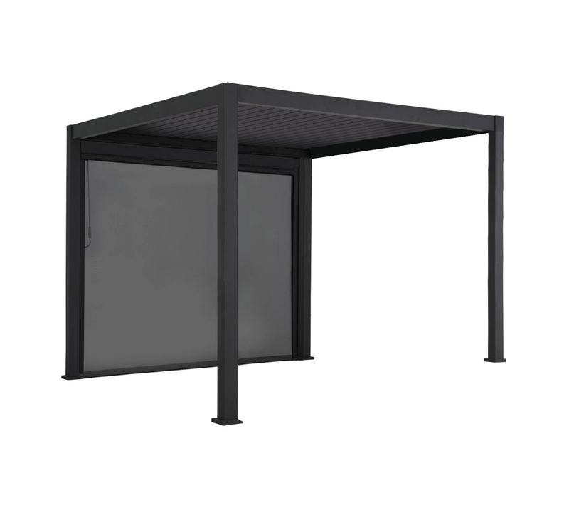 Pergola Avec Store Bioclimatique Aluminium Et Textilène Triomphe Anthracite 3x3 M Lames Orientables