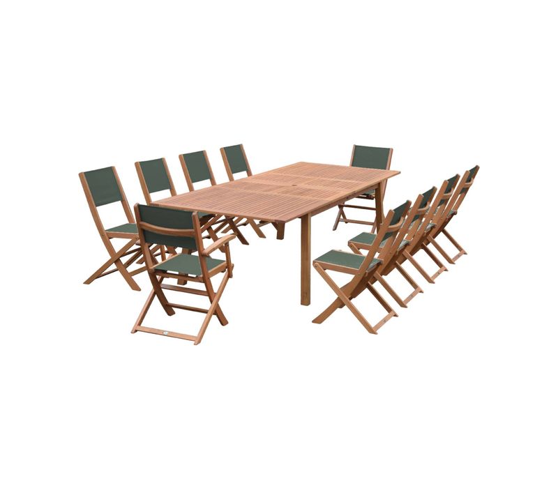 Salon De Jardin En Bois Extensible - Almeria - Grande Table 200/250/300cm Avec 2 Rallonges. 2