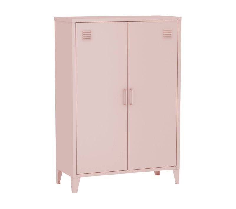 Commode/armoire En Métal Rose. 2 Espaces De Rangement. Casiers