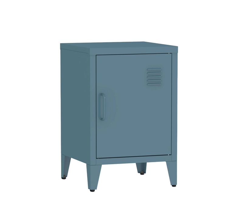 Table De Chevet En Acier Bleu. 1 Porte. Casier. Chambre Enfant