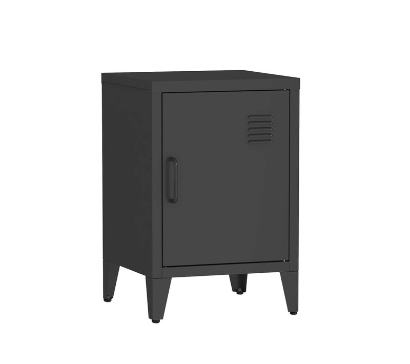 Table De Chevet En Acier Noir. 1 Porte. Casier. Chambre Enfant