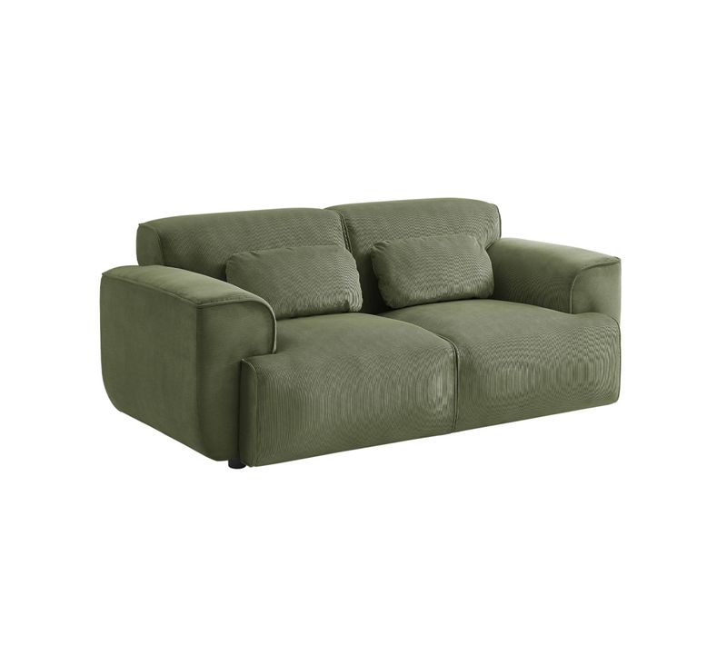 Canapé Wallas. 2 Places. Tissu Velours Côtelé Vert L 180 X P 98 X H 73cm