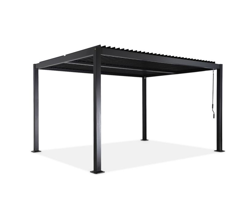 Pergola Bioclimatique Noir. Aluminium Et Acier. 3x4m. Lames Orientables