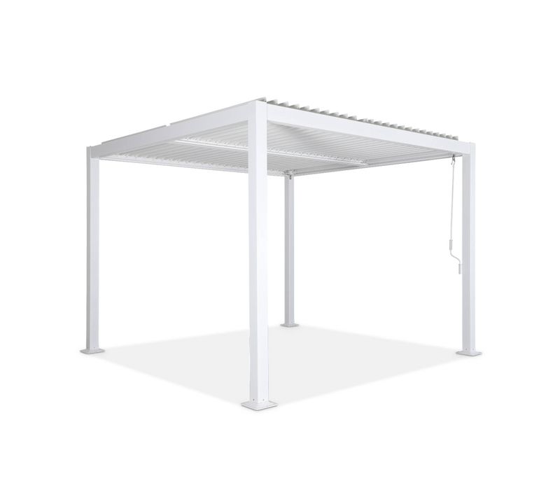 Pergola Bioclimatique Blanche. Aluminium Et Acier. 3x3m. Lames Orientables
