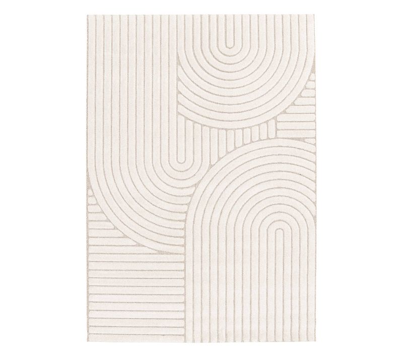 Tapis Intérieur Motif Ethnique Arches 120x170cm. Poils Ras. Beige Et Crème