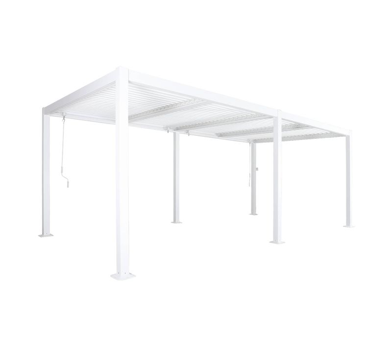 Pergola Bioclimatique Blanc. Aluminium Et Acier. 3x6m. Lames Orientables