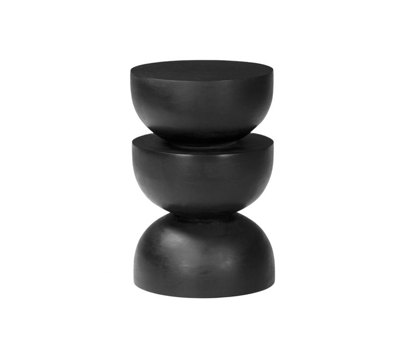 Table D'appoint. Bout De Canapé. Table De Chevet. Tabouret En Bois De Manguier. Noir . Sita. Ø30 X