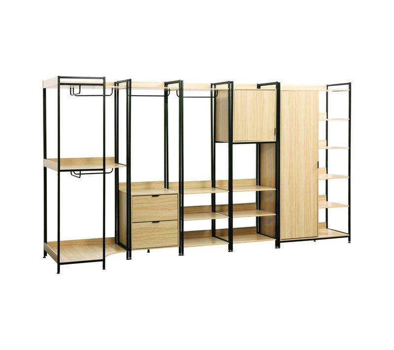 Kit Dressing Modulable Noir Avec 5 Éléments. L 360 X P 48 X H 190