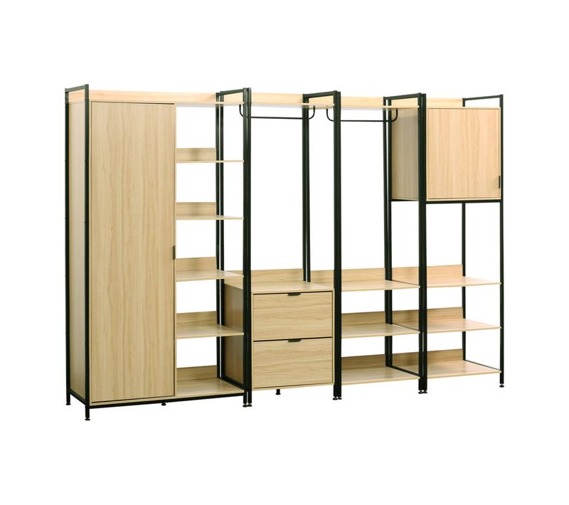 Kit Dressing Modulable Noir Avec 4 Éléments. L 280 X P 48 X H 190 Cm