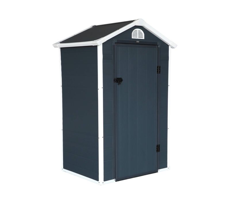 Abri De Jardin Plastique 1.39 M². Anthracite. Structure Aluminium. 134 X 104 X 204cm