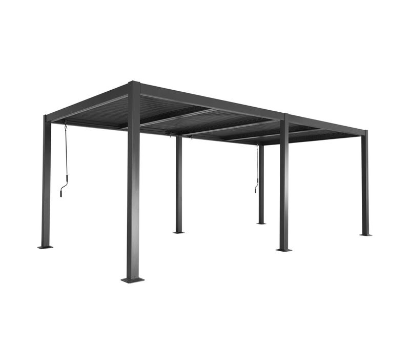 Pergola Bioclimatique Noir. Aluminium Et Acier. 3x6m. Lames Orientables