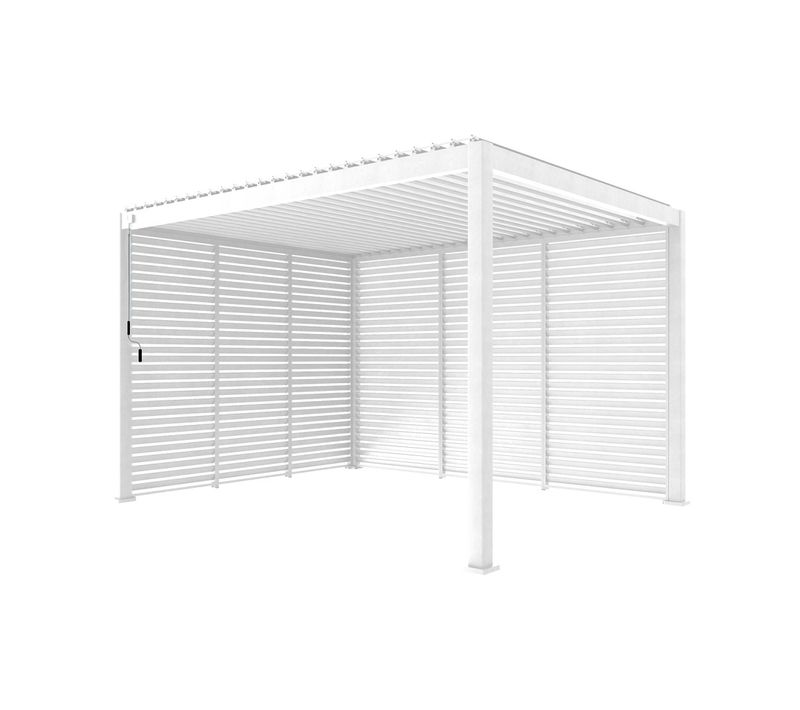 Persienne 130cm Pour Pergola Bioclimatique Triomphe. Côté 4m. Panneau Brise Vue. Aluminium. Blanc