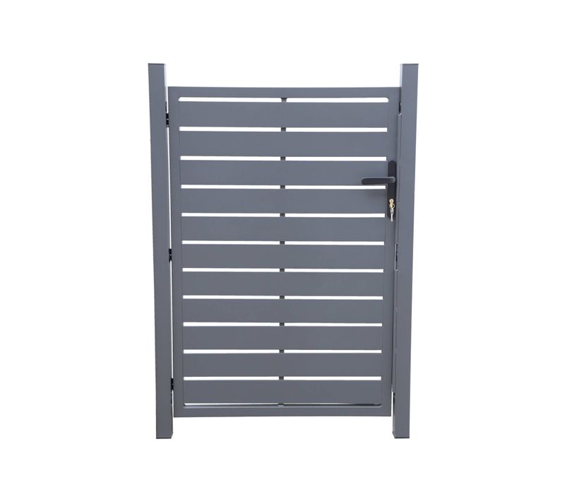 Portillon De Jardin 100 X 146 Cm En Aluminium Anthracite Avec Serrure Et Poignée. Anthracite.