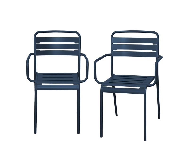 Lot De 2 Fauteuils De Jardin Acier. 2 Places. Marine. Amelia. L50.4 X P53 X H79.5cm