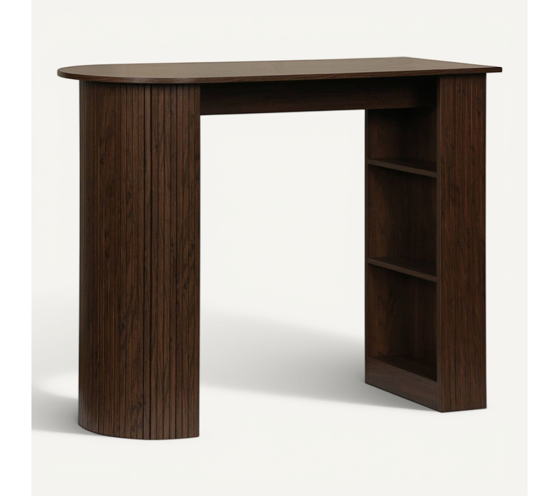 Table Bar. Table Haute De Cuisine Table D'appoint Décor Bois Avec Rangements. 3 étagères. 120 X 55