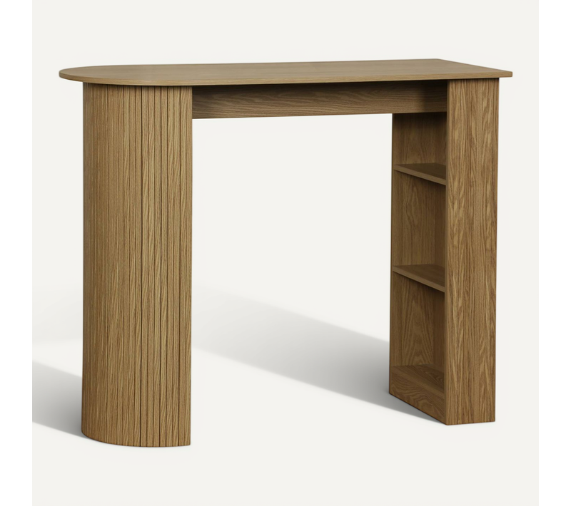 Table Bar. Table Haute De Cuisine Table D'appoint Décor Bois Avec Rangements. 3 étagères. 120 X 55