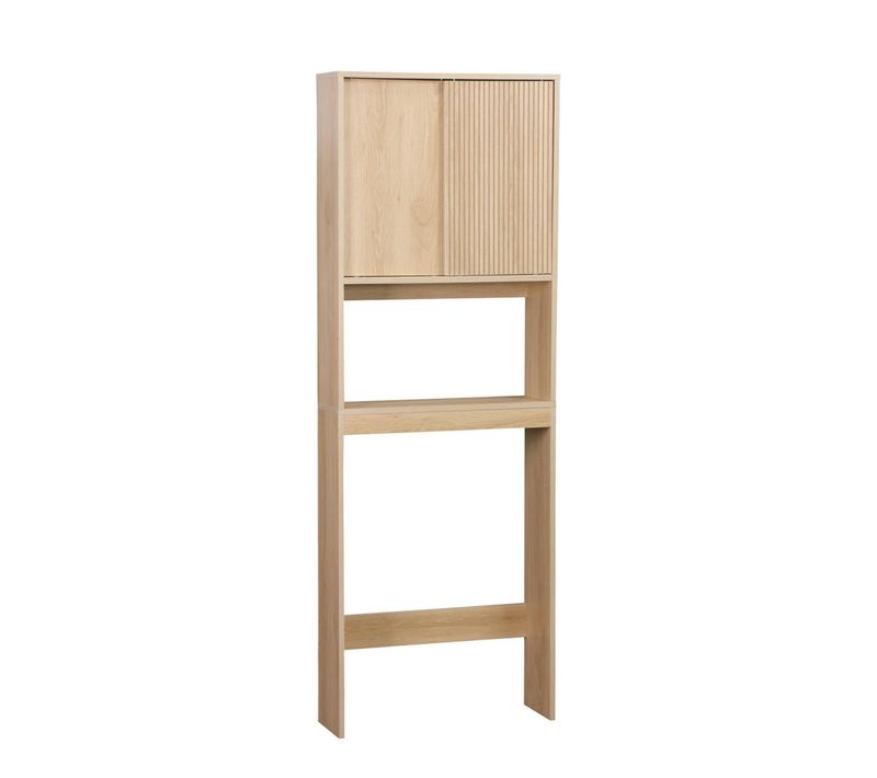 Etagère / Meuble Wc Linear Avec Portes Coulissantes. 3 Espaces De Rangement. Naturel. 64 X 20 X 180