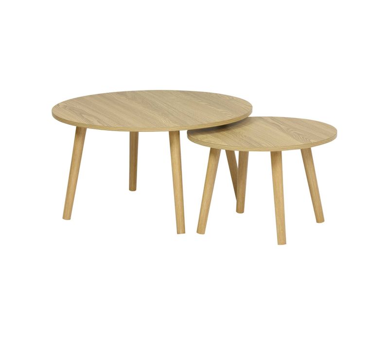 Lot De 2 Tables Basses Rondes Effet Frêne Népal