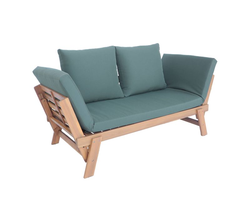 Banquette De Jardin Kaki 2/3 Places Jalance. Accoudoirs Modulables 155/200x72x74.5cm