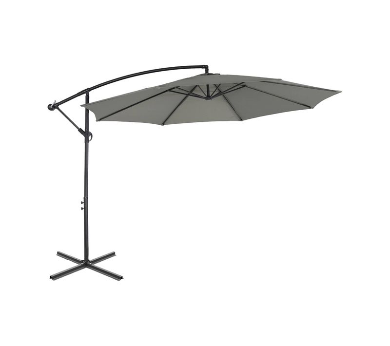 Parasol Déporté Rond Ø300cm - Hardelot - Kaki - Manivelle Anti-retour - Toile Déperlante - Facile