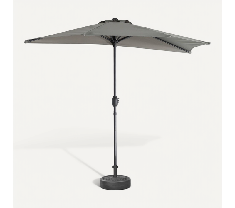 Demi-parasol De Balcon D.250cm – Calvi – Droit. Mât Central En Aluminium Avec Manivelle
