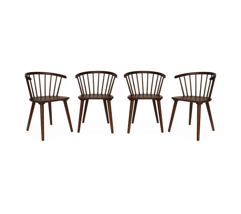 Lot De 4 Chaises Noyer à Barreaux En Bois Et Contreplaqué. Paula. L 51 X P 53 X H 75cm