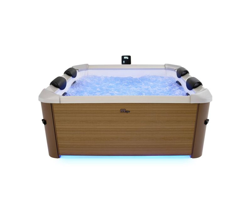 Spa Rigide 6 Places Hydromassages. 4 Coussins. Oslo Amber. L 160 X P 160 X H 65 Cm. Beige