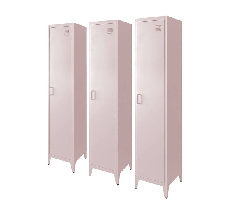 Armoire Chambre Enfant En Acier Rose. 4 Espaces De Rangement. Casier. L 38 X P 38 X H 180 Cm