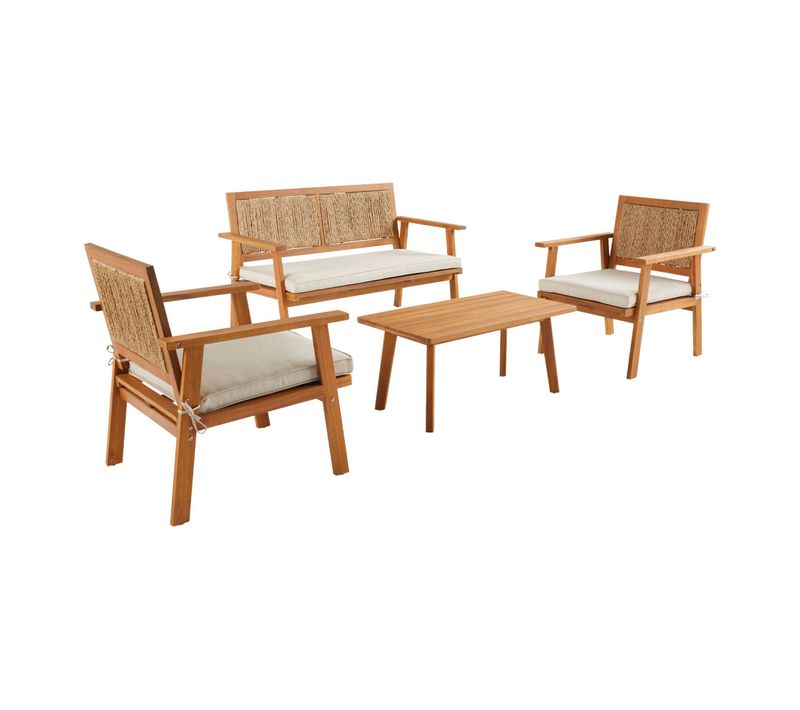 Salon De Jardin Bois Et Cannage Vertical Bohemia 4 Places