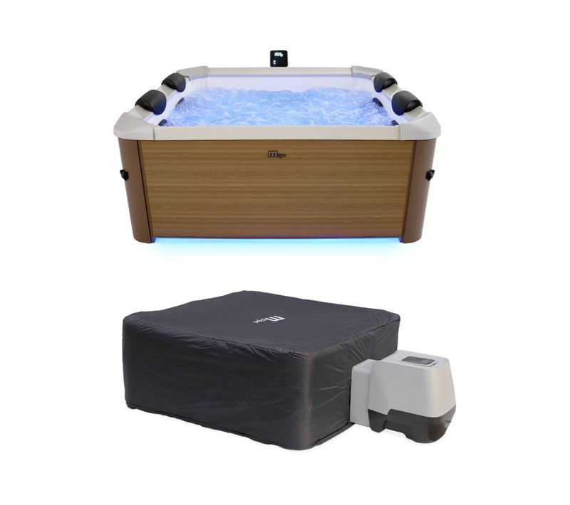 Spa Rigide 6 Places Hydromassages. 4 Coussins Avec Housse De Protection. Oslo Amber. Beige.