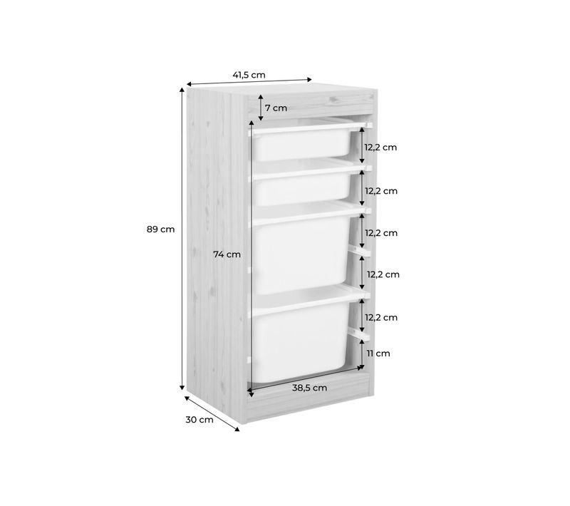 Meuble De Rangement Enfant 4 Bacs De Rangement. 41.5 X 30 X 89cm (lot De 2) Naturel