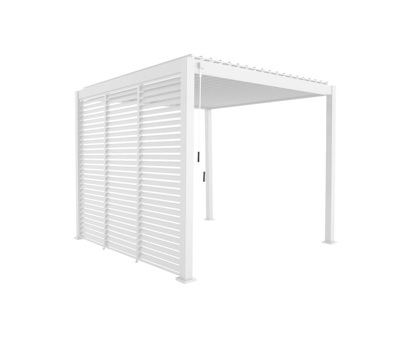 Pergola Bioclimatique Aluminium 3x3 M V2 Lames Orientables + 3 Persiennes Triomphe Blanc