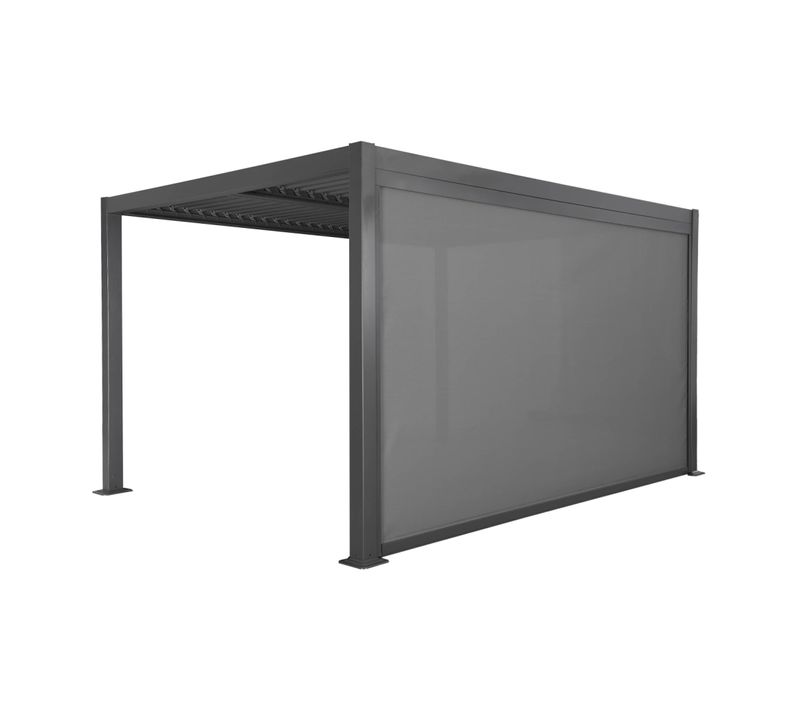 Pergola Bioclimatique Aluminium Et Acier 3x4m Lames Orientables + Store 4m Palace Anthracite