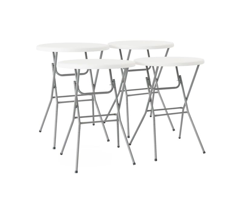Lot De 4 Tables De Réception. Tables Mange Debout Pliantes Acier Blanc