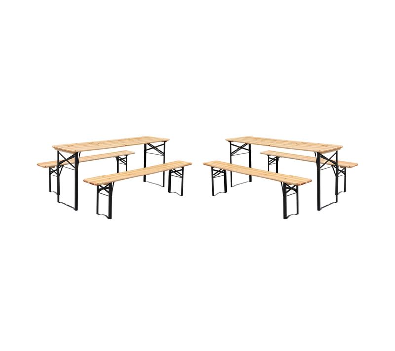 Lot De 2 Tables De Réception Pliantes Bois De Sapin 2 Bancs Naturel Bayonne Esprit Brasserie 12