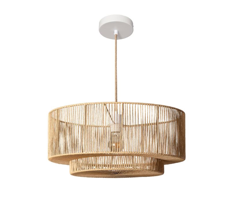 Suspension Luminaire Effet Rotin Coline Naturel D. 50cm