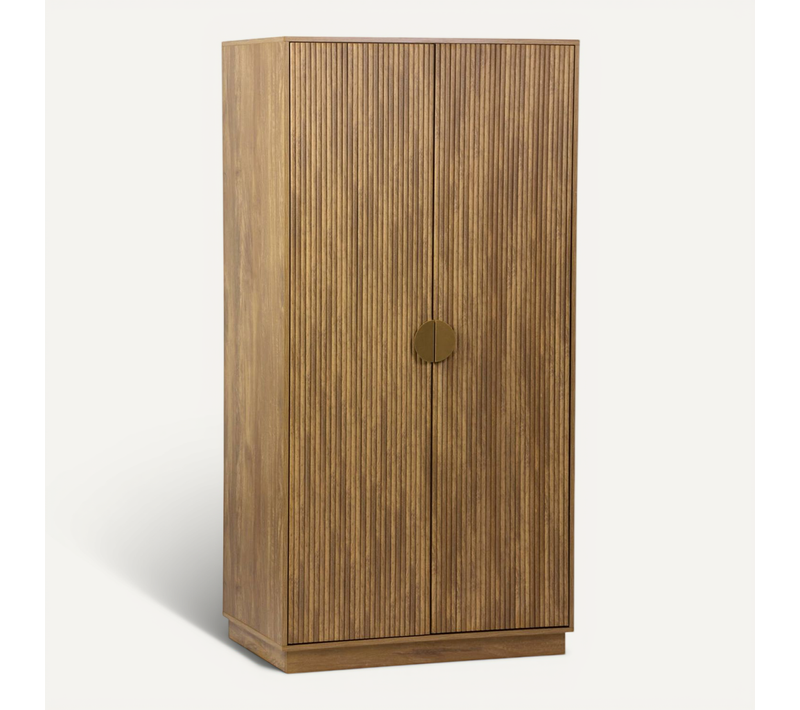 Dressing Décor Bois De Manguier Rainuré 2 Portes - 90 X 59 X 179.5 Cm - Celian