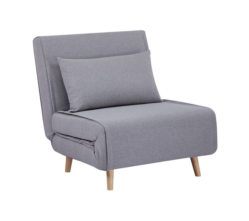 Chauffeuse Convertible Tissu Piétement Bois 1 Place Gris Guest